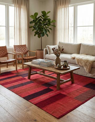 6' 8 x 9' 3 Hand Woven Kilim Modern Wool Rug