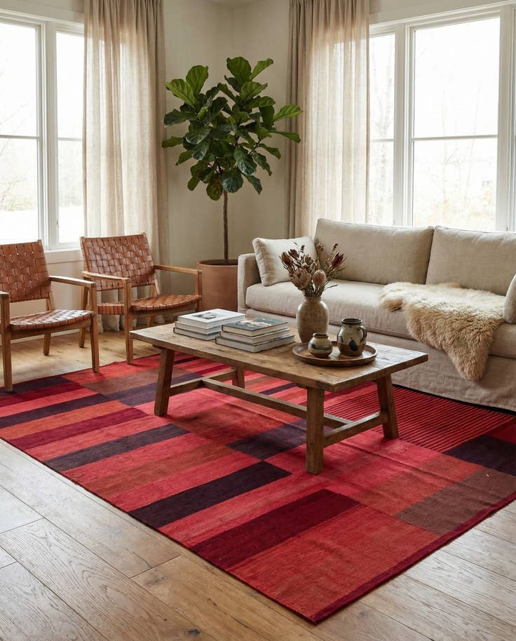 Detail image of 6' 8 x 9' 3 Hand Woven Kilim Modern Wool Rug