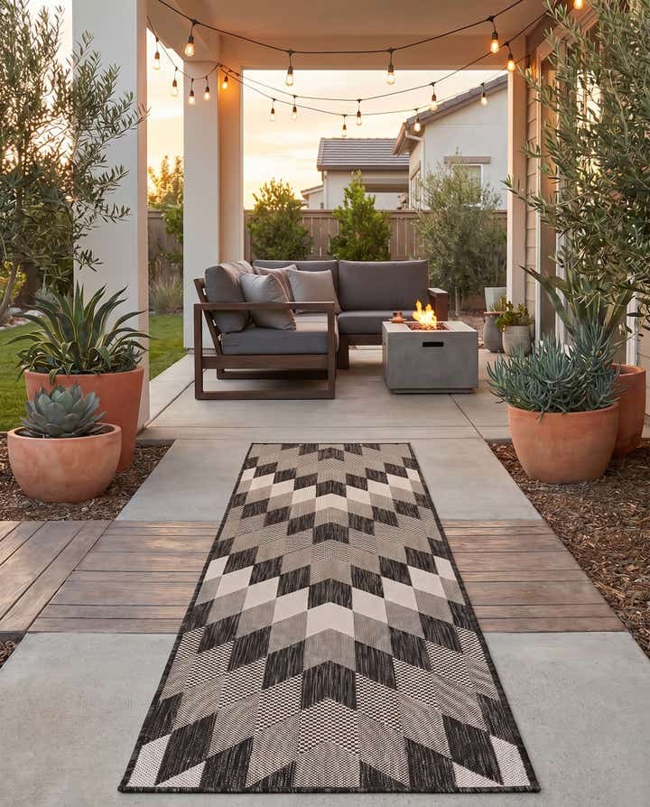 2' x 8' Easy-Clean Modern Indoor / Outdoor Runner Rug