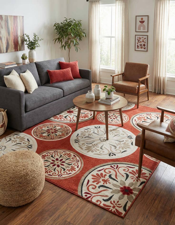 Detail image of 10' x 14' 1  Washable Modern Indoor / Outdoor Rug