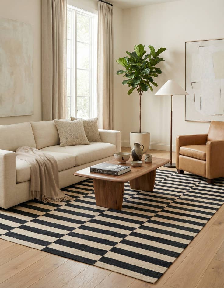 Detail image of 5' 4 x 7' 8  Hand Woven Kilim Modern Wool Rug