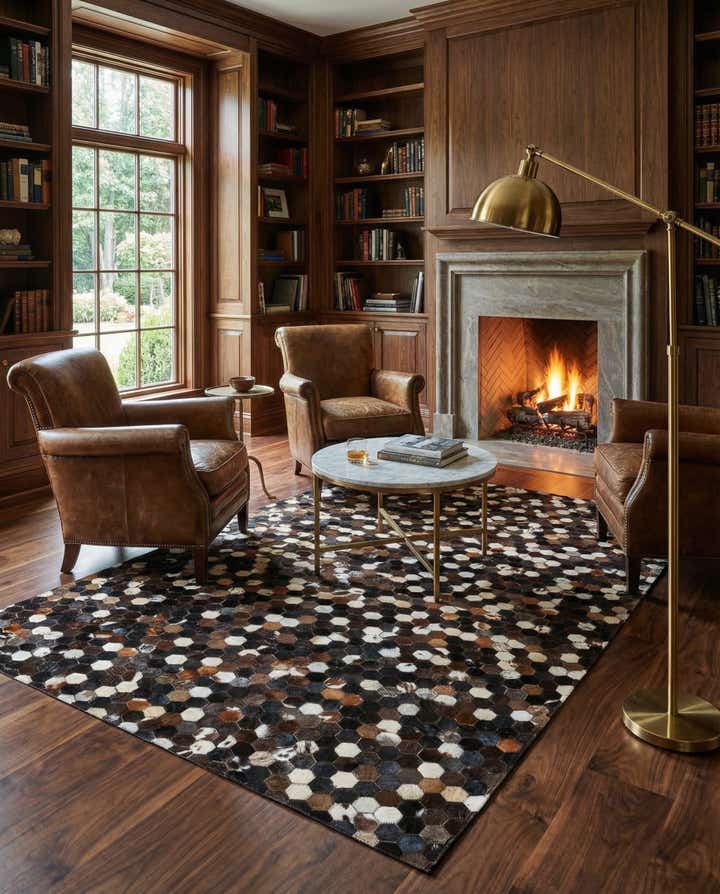 5' x 7' 10 Cowhide Leather Rug