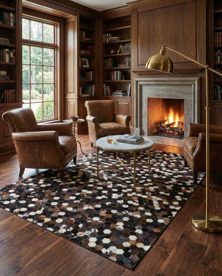 Detail image of 5' x 7' 10 Cowhide Leather Rug