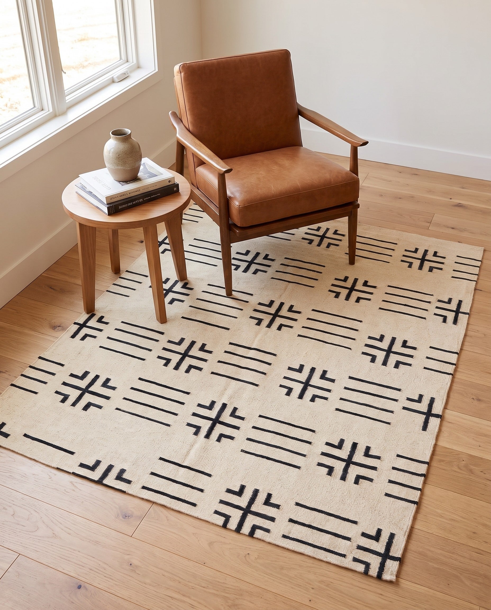5' 4 x 6' 6 Hand Woven Kilim Modern Wool Square Rug