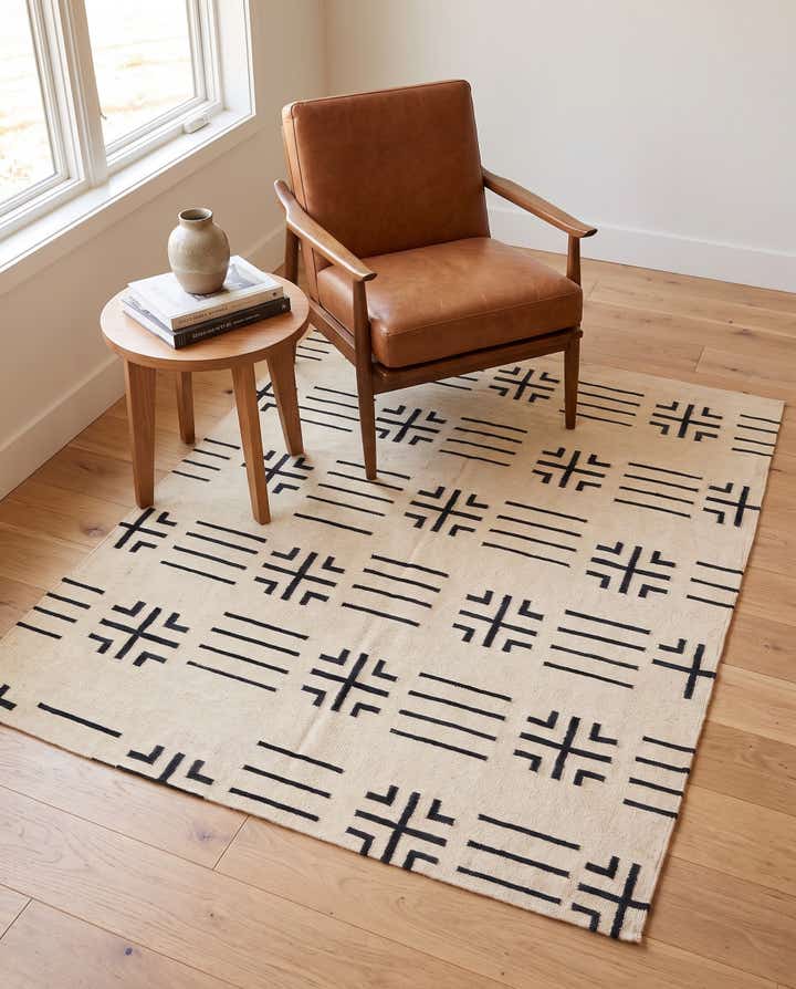 5' 4 x 6' 6 Hand Woven Kilim Modern Wool Square Rug