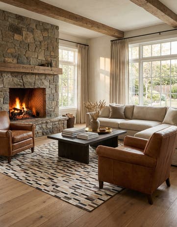 5' x 8' Cowhide Leather Rug