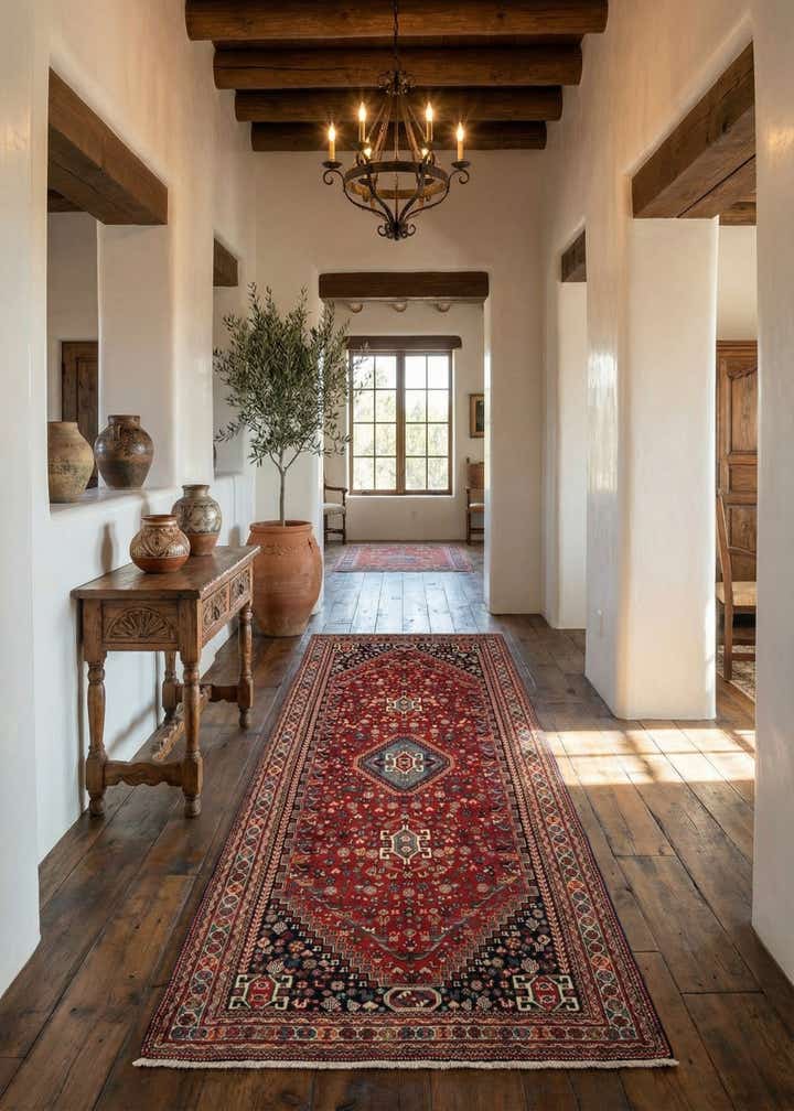 5' 8 x 11' Hand Knotted Ghashghaei Wool Runner Rug