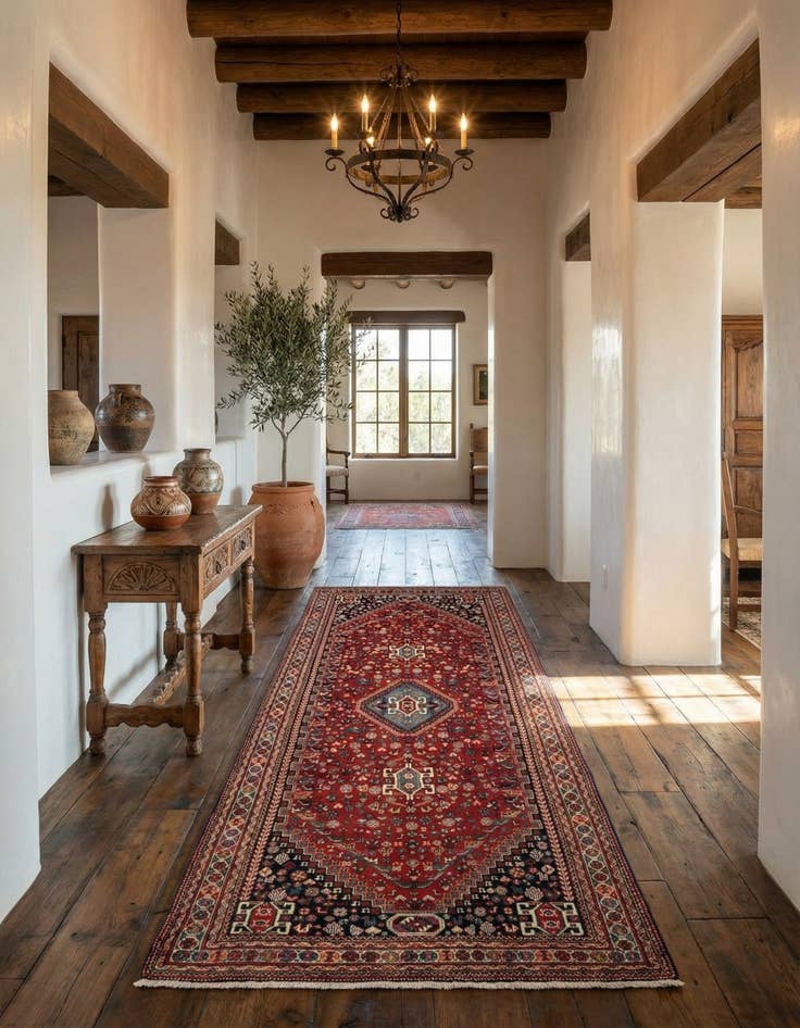 Detail image of 5' 8 x 11'  Hand Knotted Ghashghaei Wool Runner Rug