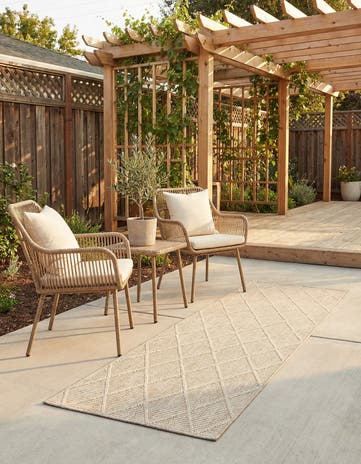 Beige Easy-Clean Sabrina Soto Indoor / Outdoor Runner Rug