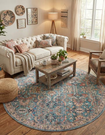 7' 10 x 7' 10 Washable Nostalgia Round Rug