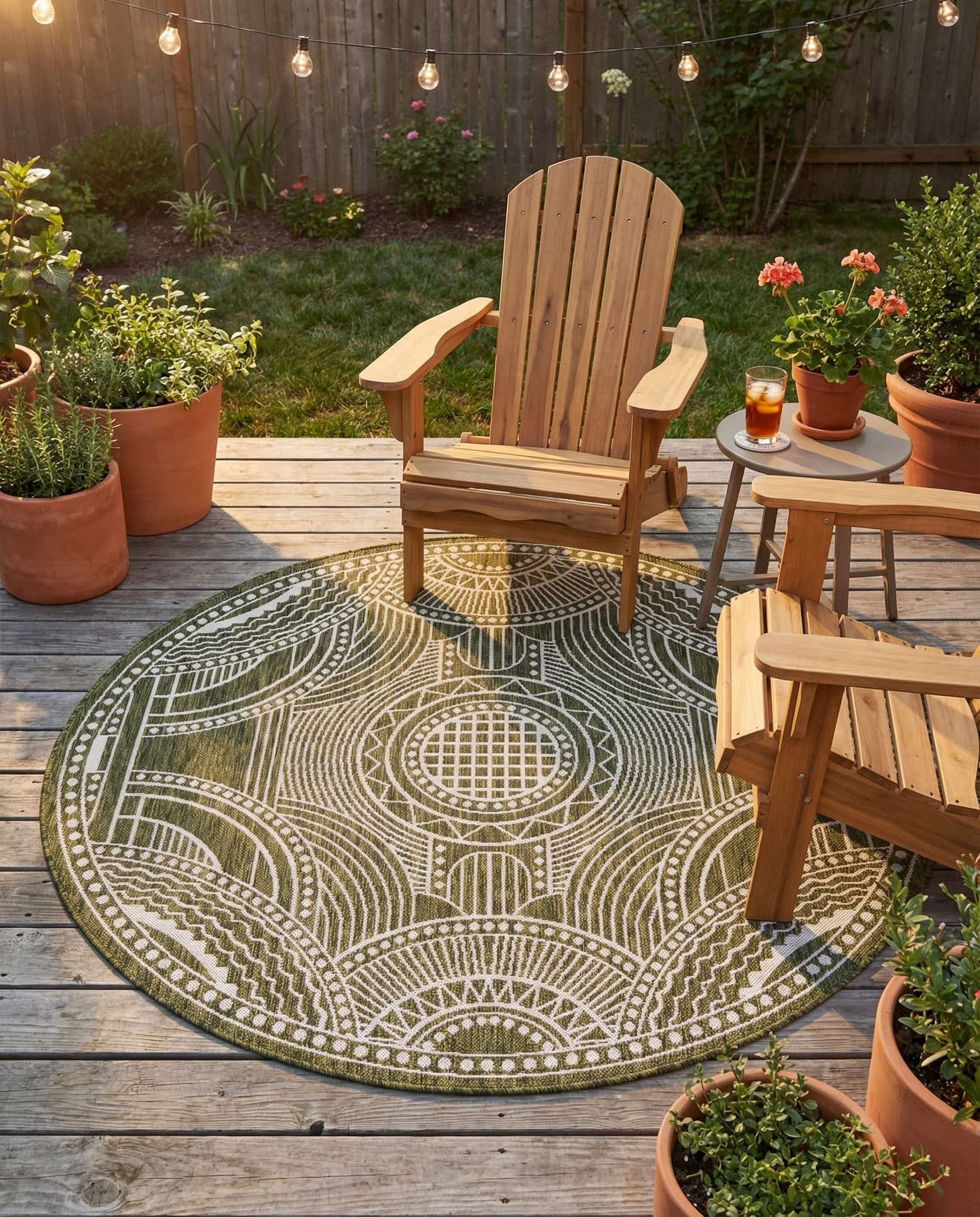 6' x 6' Easy-Clean Traditional Indoor / Outdoor Round Rug