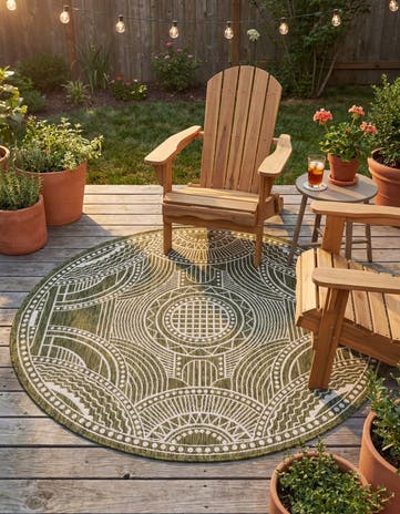 6' x 6' Easy-Clean Traditional Indoor / Outdoor Round Rug