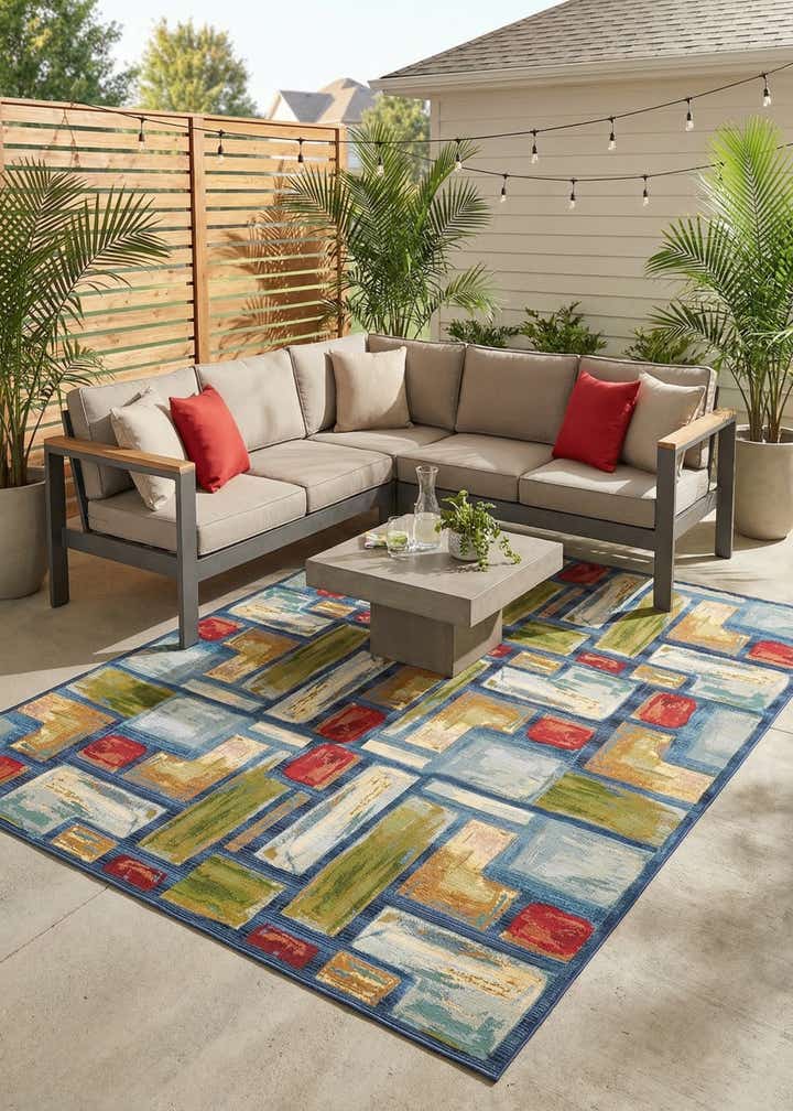10' x 12' 2 Easy-Clean Modern Indoor / Outdoor Rug