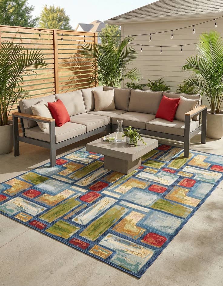 Detail image of 10' x 12' 2  Washable Modern Indoor / Outdoor Rug