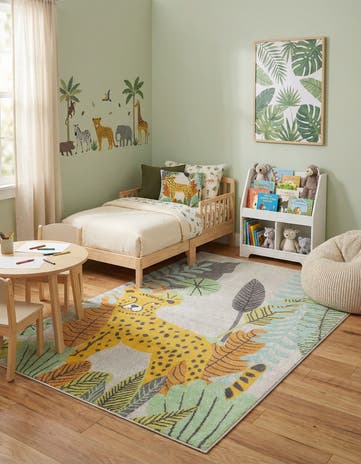 5' 3 x 8' Leopard Whimsy Kids Rug