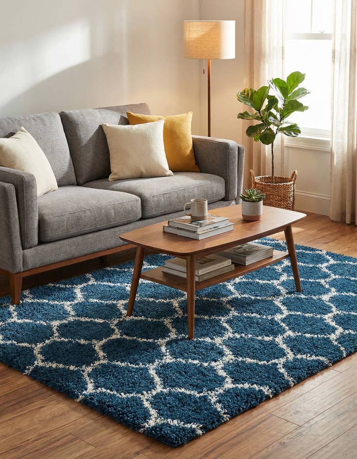 Detail image of  5' 3 x 8' Lattice Shag Rug