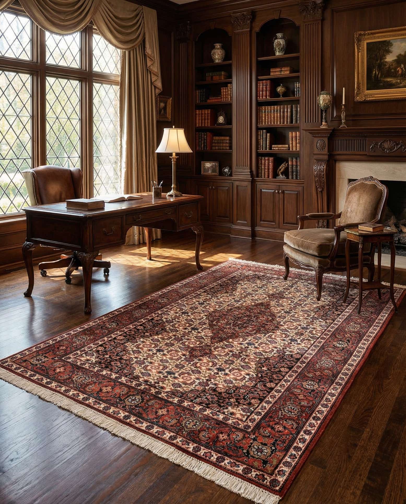 4' 5 x 6' 1 Hand Knotted Isfahan Wool Rug