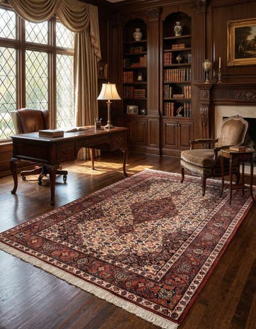 4' 5 x 6' 1 Hand Knotted Isfahan Wool Rug