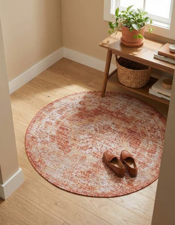 3' x 3' Easy-Clean Traditional Indoor / Outdoor Round Rug