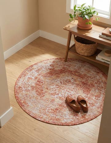 3' x 3' Easy-Clean Traditional Indoor / Outdoor Round Rug