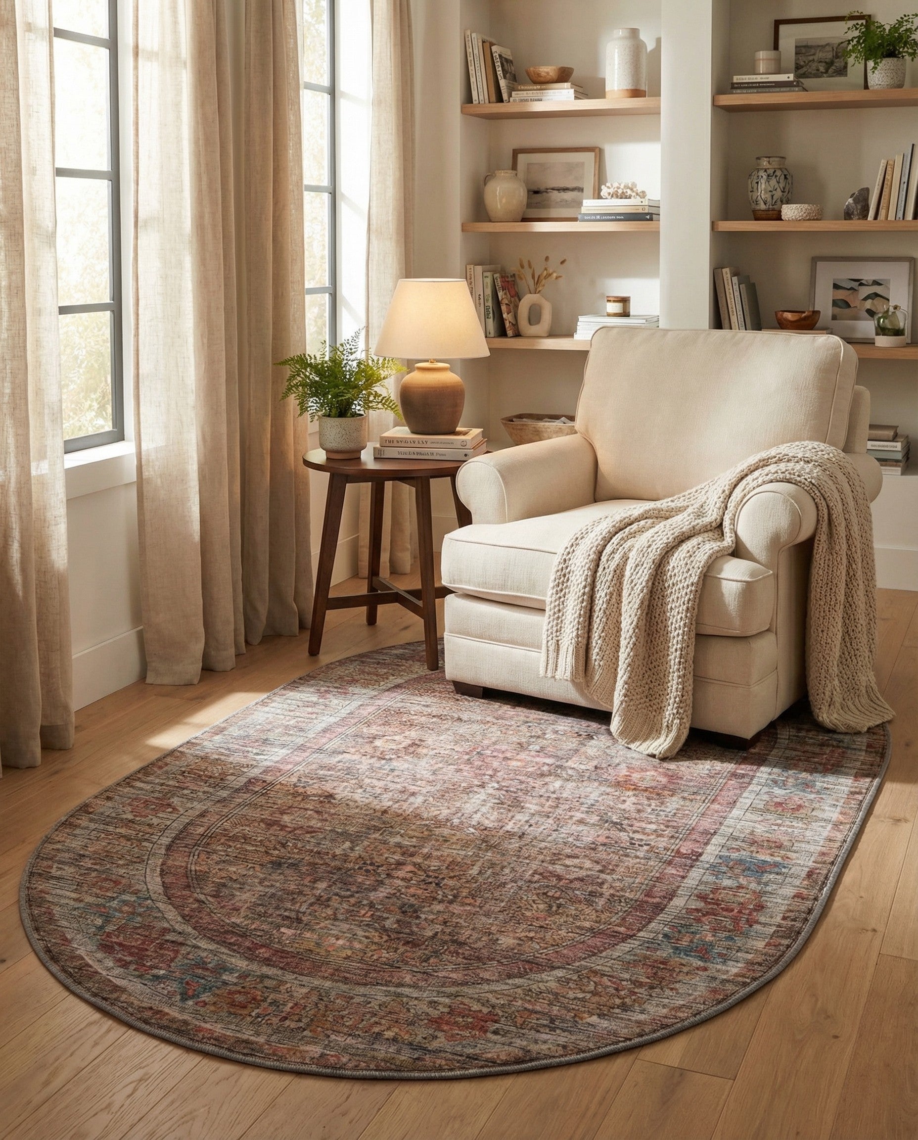 5' 3 x 8' Washable Nostalgia Oval Rug