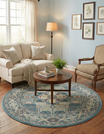 Blue Nain Design Round Rug