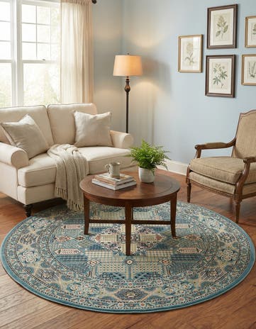Blue Nain Design Round Rug