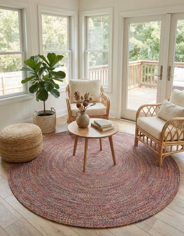 7' 10 x 7' 10 Easy-Clean Eco Verse Washable Indoor / Outdoor Round Rug