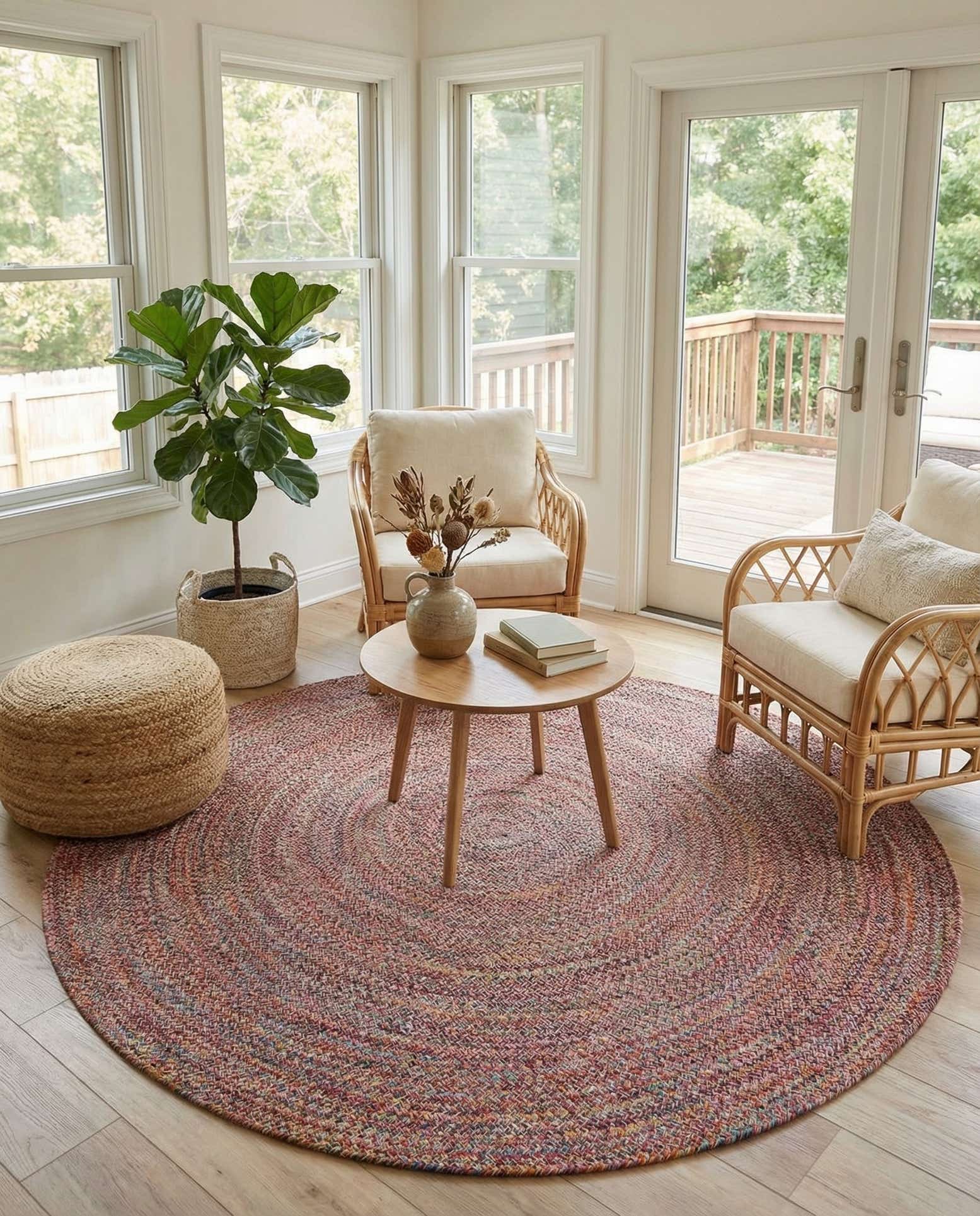 7' 10 x 7' 10 Easy-Clean Eco Verse Washable Indoor / Outdoor Round Rug