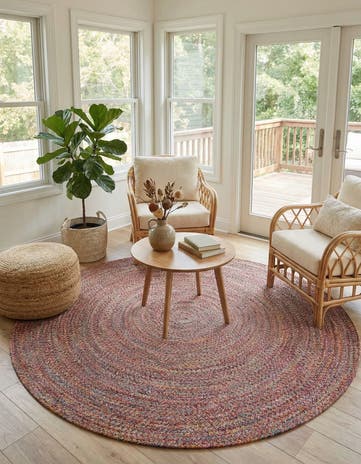 7' 10 x 7' 10 Easy-Clean Eco Verse Washable Indoor / Outdoor Round Rug