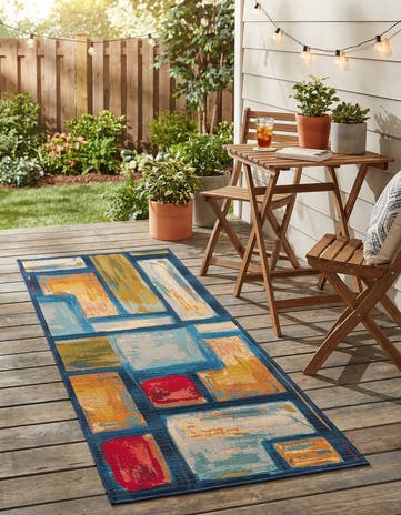 2' 7 x 5' 3 Easy-Clean Modern Indoor / Outdoor Runner Rug