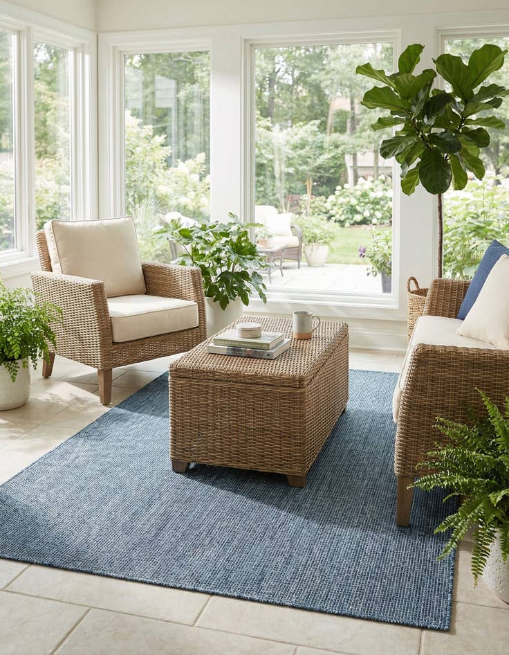 Detail image of 5' 3 x 7'  Washable Solid Indoor / Outdoor Rug