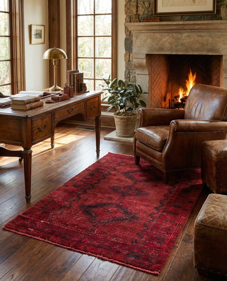 Detail image of 4' 2 x 6' 2 Hand Knotted Ultra Vintage Persian Wool Rug