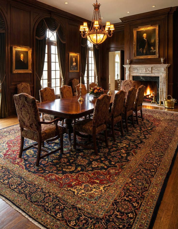 Detail image of 9' 7 x 13' 7  Hand Knotted Kashan Persian Wool Rug