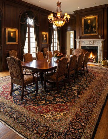 9' 7 x 13' 7 Hand Knotted Kashan Persian Wool Rug