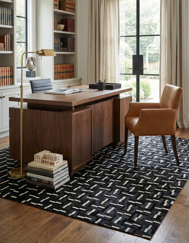 Detail image of 7' 10 x 9' 9 Cowhide Leather Rug