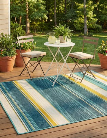 Easy-Clean Border Indoor / Outdoor Rug