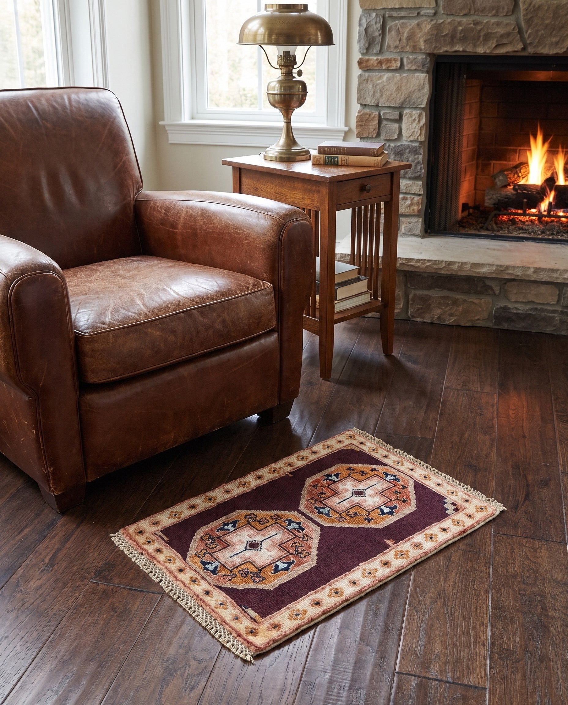 1' 4 x 2' Hand Knotted Ziegler Rug