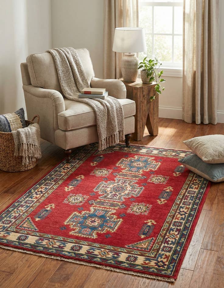 Detail image of  3' 4 x 5' 1  Hand Knotted Kazak Rug