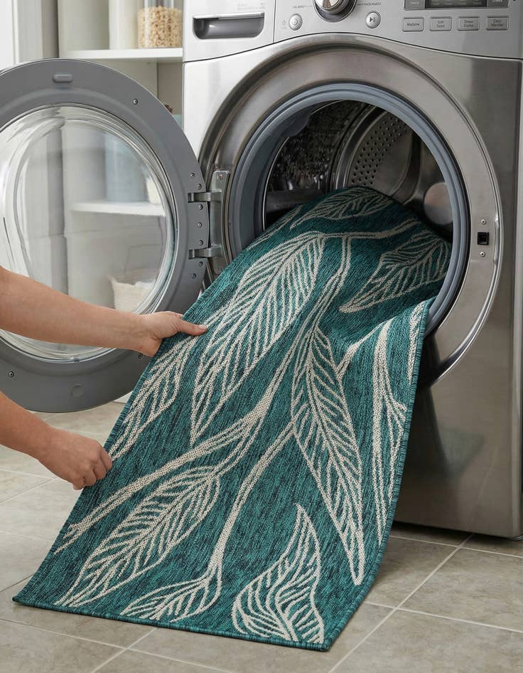 Detail image of 2' x 6'  Washable Botanical Indoor / Outdoor Runner Rug