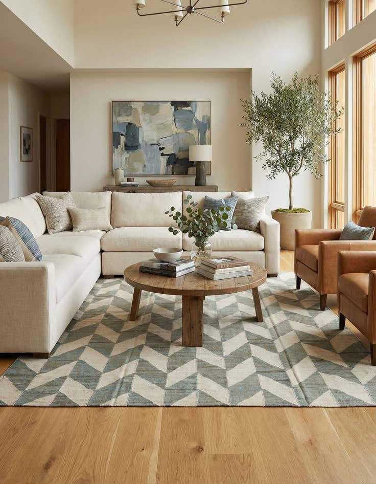 Detail image of  8' 6 x 9' 6  Hand Woven Kilim Modern Wool Rug