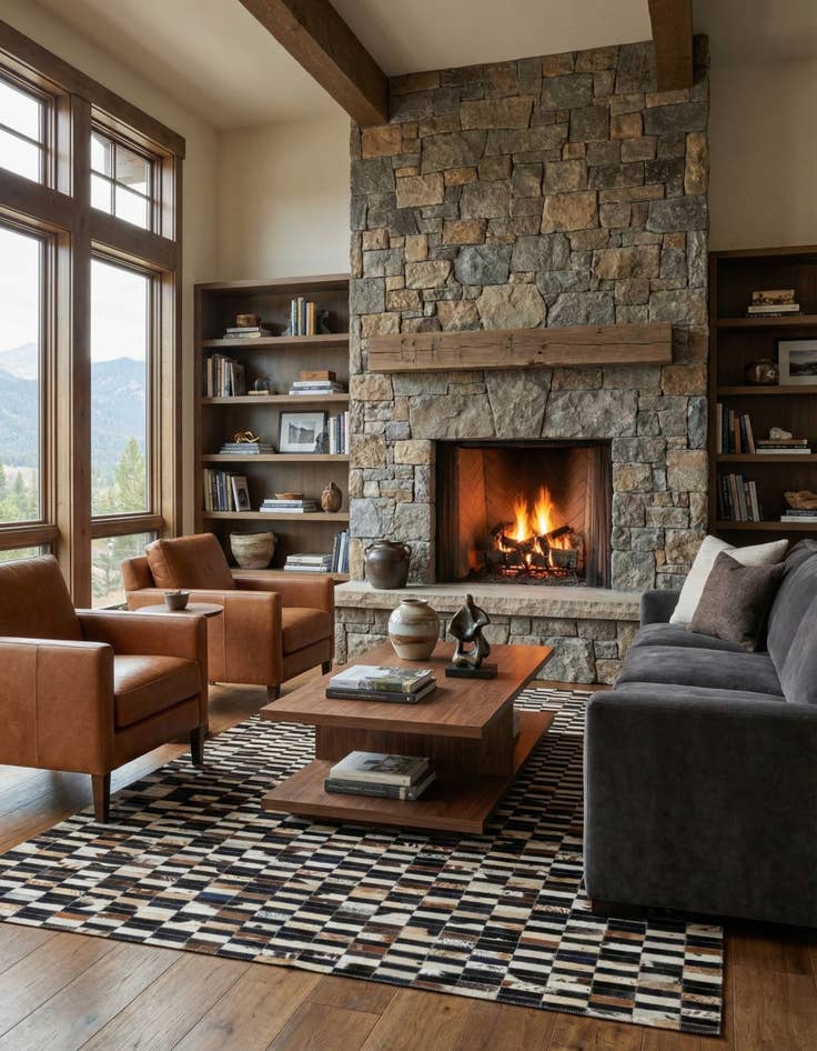 Detail image of  5' 3 x 8' Cowhide - Patchwork Rug