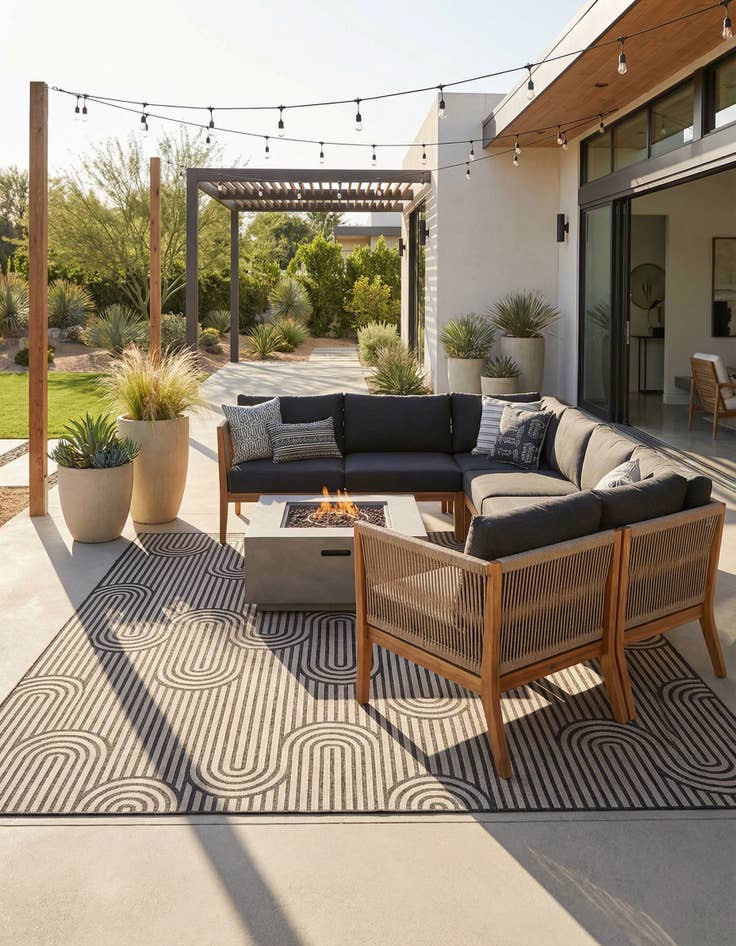 Detail image of 13' x 13'  Washable Modern Indoor / Outdoor Square Rug