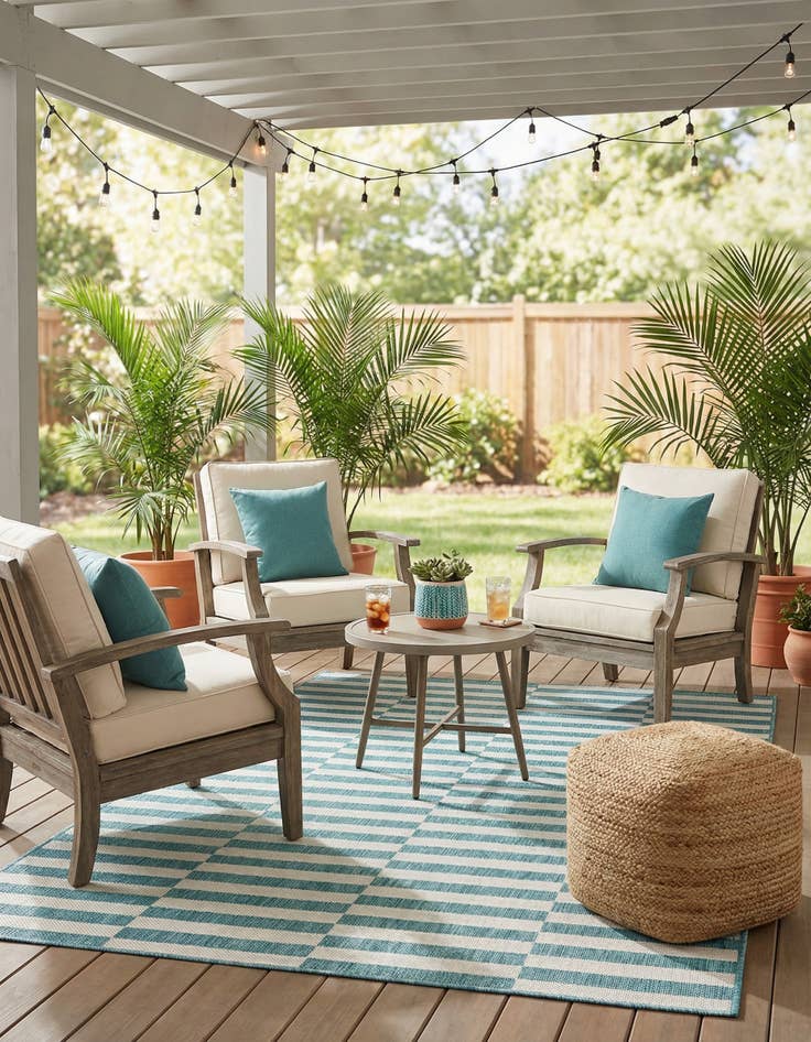 Detail image of 3' 9 x 5' 9  Washable Striped Indoor / Outdoor Rug