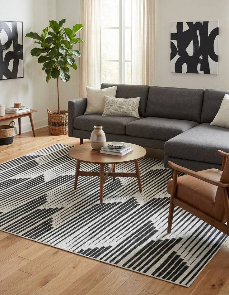 Detail image of  9' x 12'  Washable Modern Indoor / Outdoor Rug