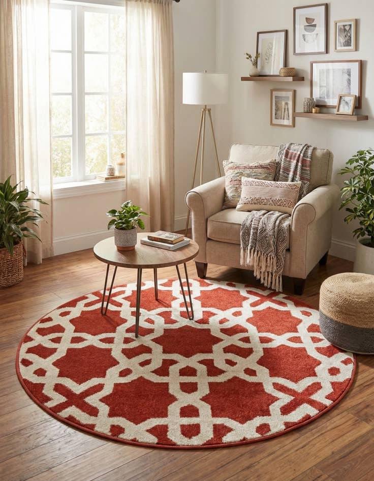 Detail image of  3' 3 x 3' 3 Lattice Round Rug