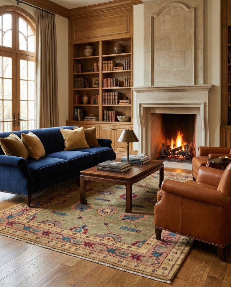 Detail image of 5' 1 x 7' 8 Hand Knotted Ziegler Wool Rug