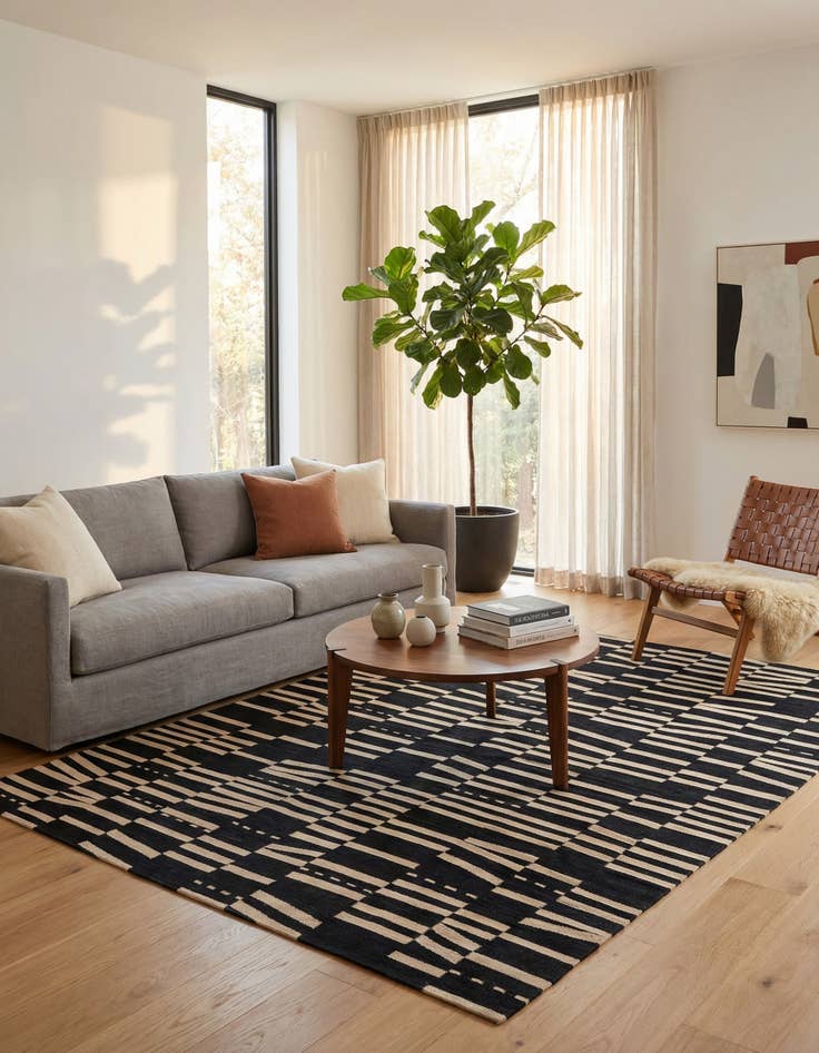 Detail image of 6' 8 x 9' 8  Hand Woven Kilim Modern Wool Rug