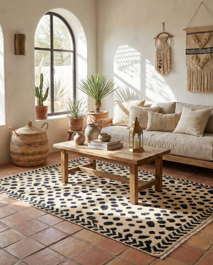 Detail image of 4' 3 x 6' Hand Knotted Moroccan Wool Rug