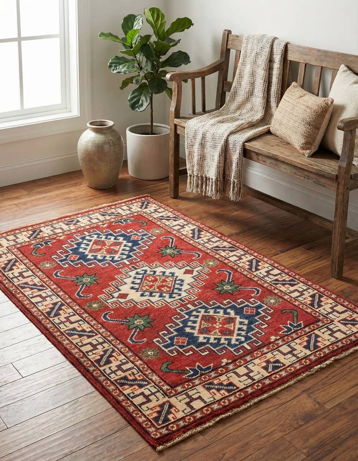 Detail image of 2' 8 x 4' 2  Hand Knotted Kazak Rug